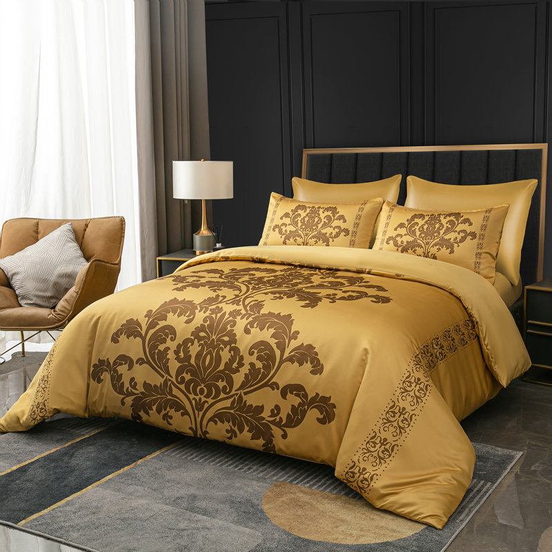 Double Brushed Microfiber Duvet Cover Set Reversible Design with Zipper Closure and Corner Ties