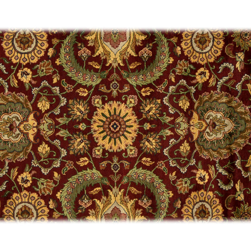 Hand Knotted Wool Oriental Area Rug in Red And Black