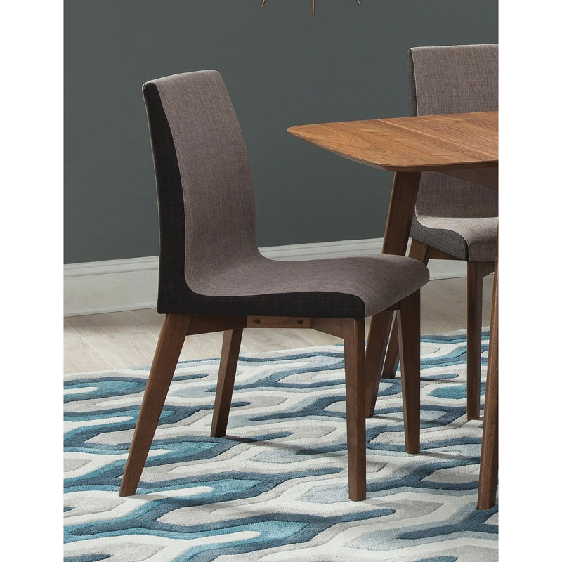 2 chaises de salle à manger rembourrées en tissu gris, structure en noyer, style Mid-Century moderne pour rehausser la pièce de 2 chaises avec siège, finition, pour l'installation