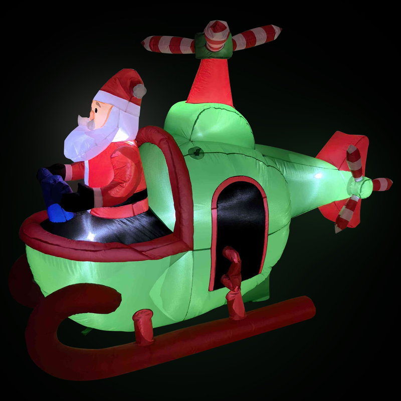 Lighted Inflatable Santa With Helicopter Outdoor Christmas Decoration -7'