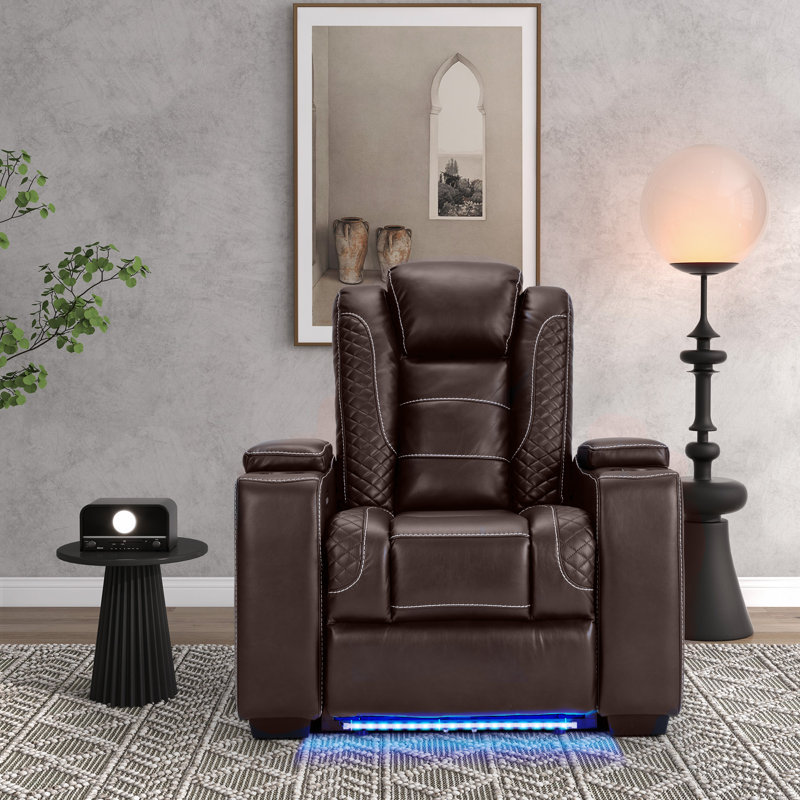 Fauteuil de cinéma maison inclinable 39 po avec porte-gobelet USB, Brun