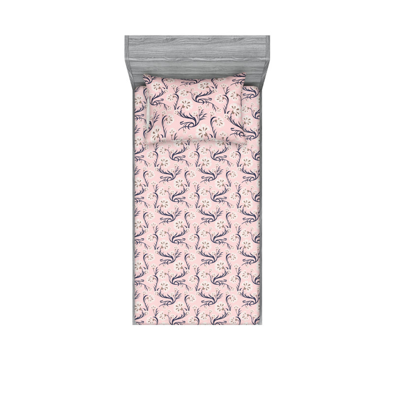 Microfiber Floral Sheet Set, Sun and Moon, Twin XL Sheet Set + 1 Pillowcase