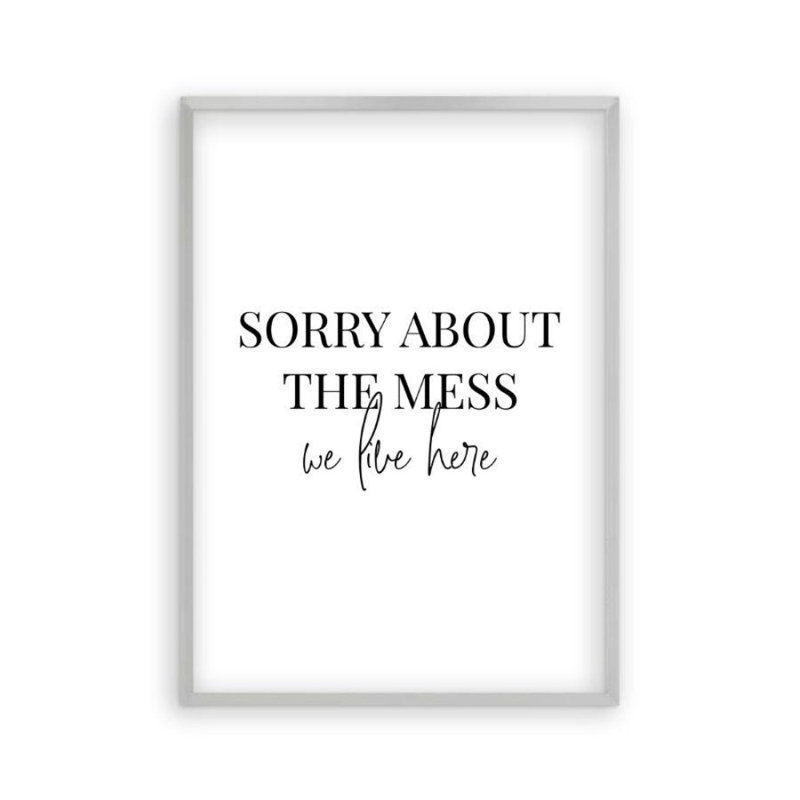 Sorry About The Mess We Live Here - Print, Matt Silver Frame, 61 cm H x 43 cm W x 2.5 cm D