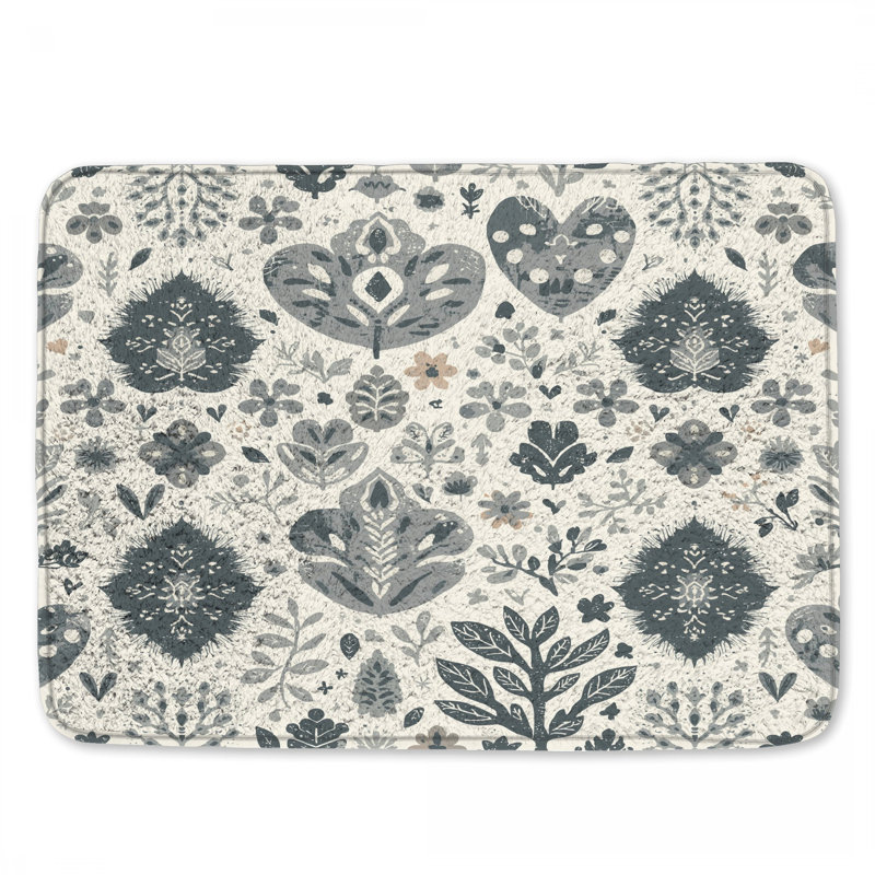 Tapis de bain à motif floral, L 34 po x L 21 po