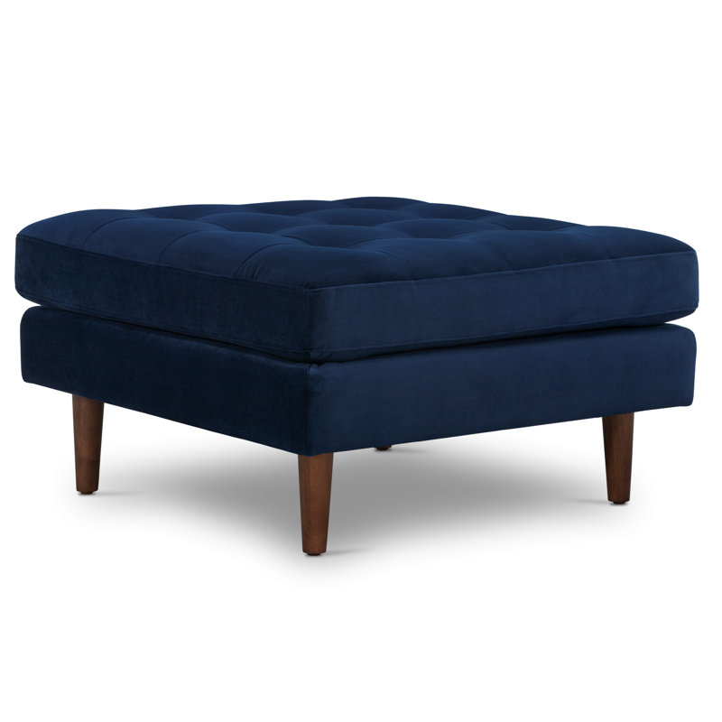  Velvet Upholstered Ottoman, Navy