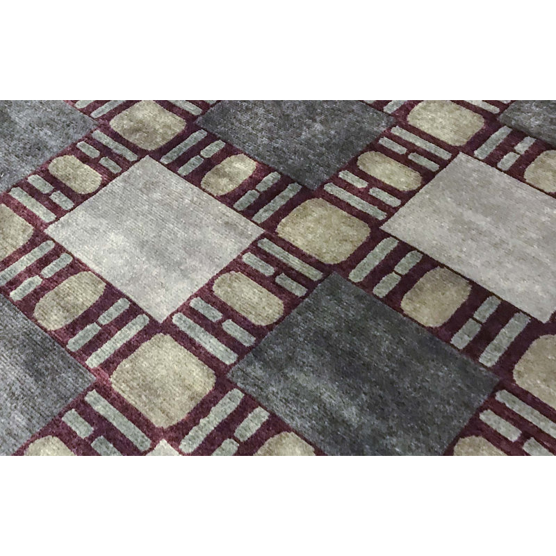 Tapis gris de haute qualité noué à la main