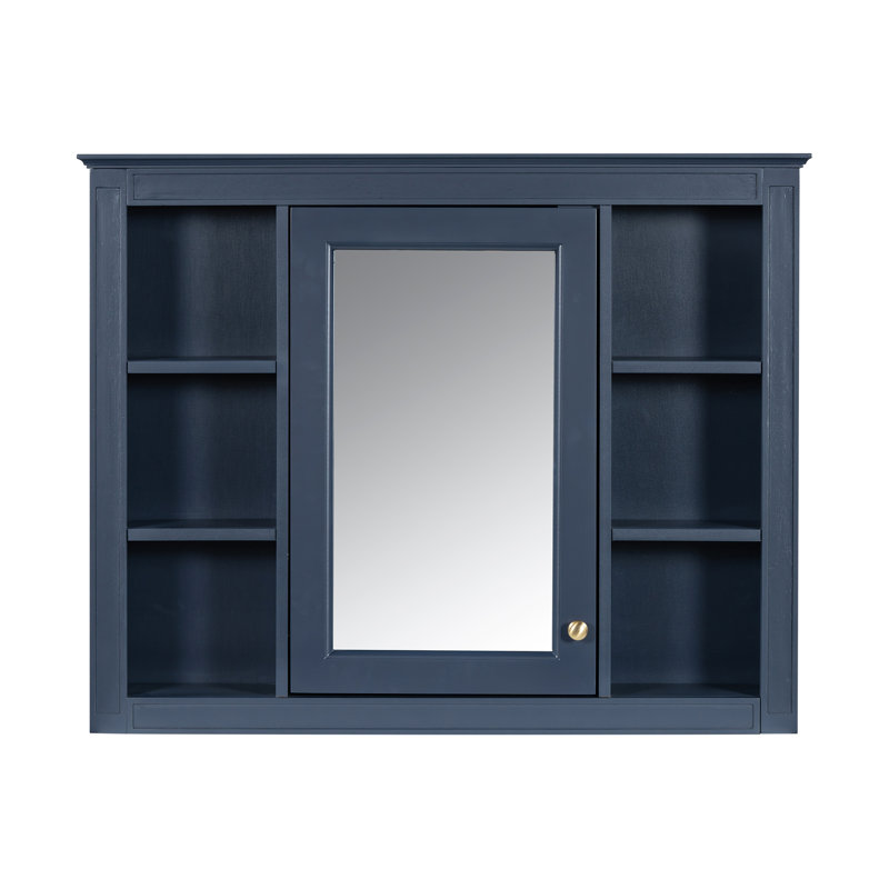 Armoire à pharmacie de 35 po x 27,5 po, armoire de rangement murale pour salle de bain, armoire de salle de bain moderne avec miroir, armoire à miroir avec 6 tablettes ouvertes