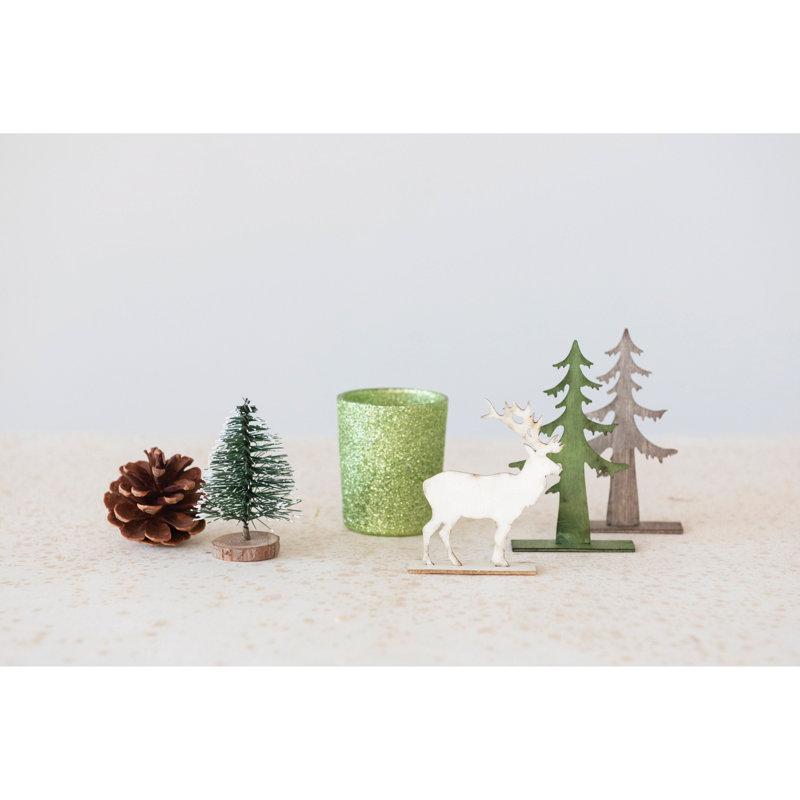 Candle Garden Kit with Bottle Brush Tree Tealight Pinecone and Wood Figures Boxed