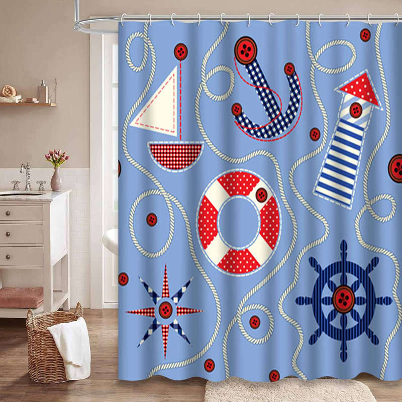 Rideau de douche AnchorTile Nautical, 72" L x 84" W