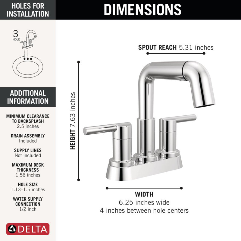 Nicoli Pull-Down Centerset Bathroom Faucet, Pull Out Sprayer Bathroom Sink Faucet, Chrome