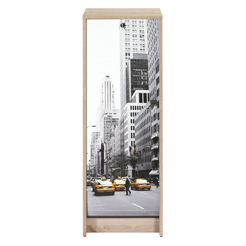 Gratiana 1 -Door 5 -Shelf Storage Cabinet, Oak