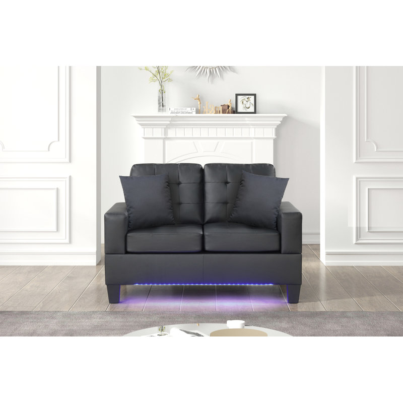 Causeuse en tissu en PVC noir l 55,5 po Genesis