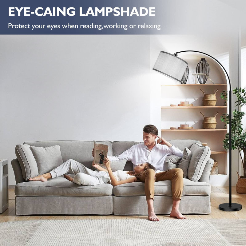 Lampe sur pied arquée 70,98 po Hicksley, Gris