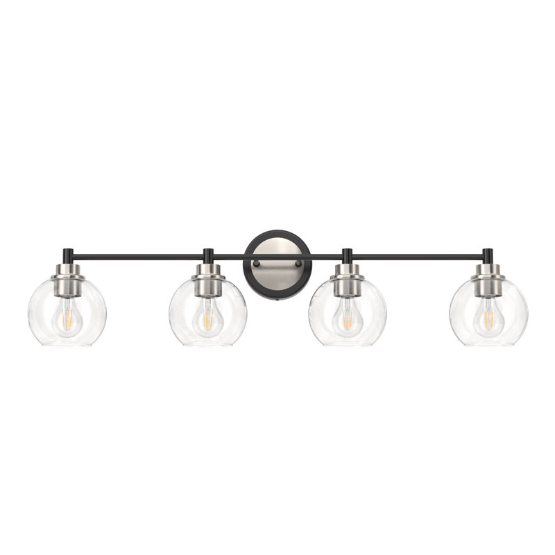 Shelburn Dimmable Vanity Light, Matte Black/Brushed Nickel, 4