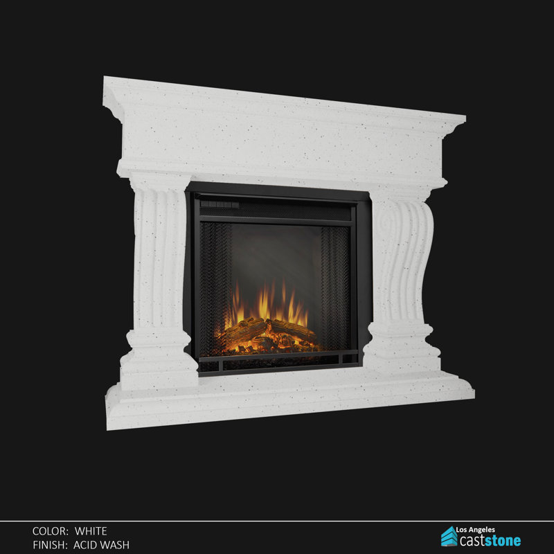 Nazo Fireplace Surround, White Acid Wash