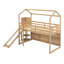 Lit mezzanine en bois avec glissade, tablettes de rangement et rampe d'escalade