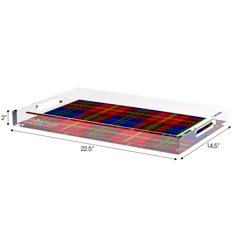  Tartan Acrylic Rectangle Decorative Tray, 22.5" W x 14.5" L
