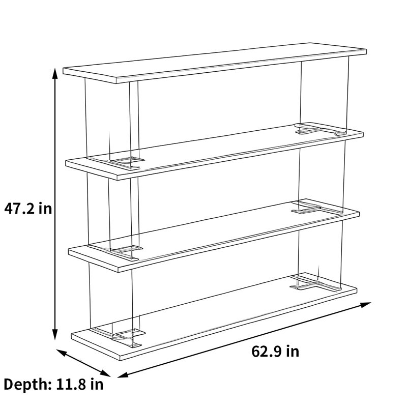 Une belle et grande bibliothèque, (4 Shelves) 47.20"H x 62.90"W x 11.80"D