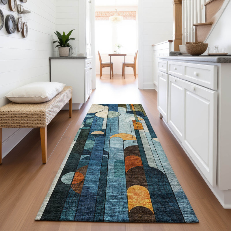 Premium Machine Washable Dimatteo AMF1125 Geometric Rug, Runner 2'3" x 7'6"