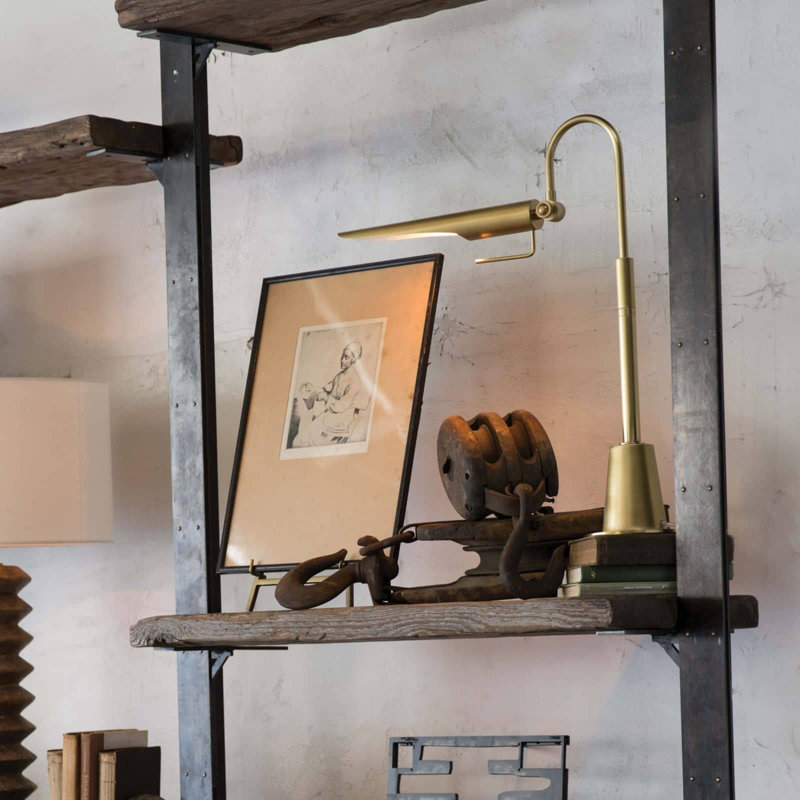 Raven Task Lamp, Natural Brass