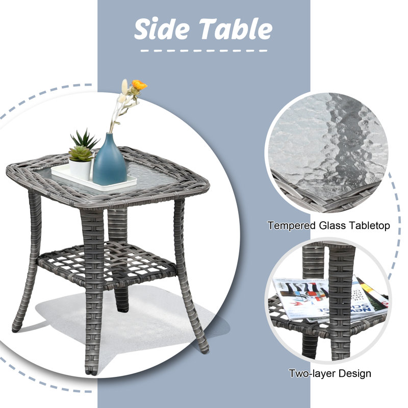 Karega 5 - Person Patio Conversation Set with Cushions, Denim Blue, Gray