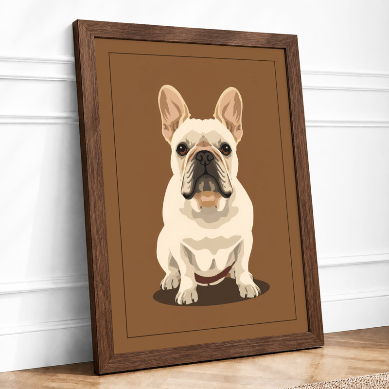 Dignified Bulldog Modern - Framed Print, A2 - 59.4 x 42.0 cm, Walnut