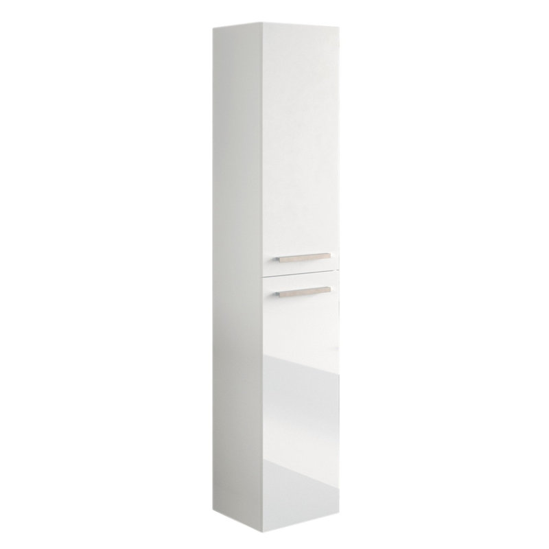 Alexandria Column Cabinet For Bathroom With 2 Doors, Suspended Wall Cabinet With 2 Shelves, White