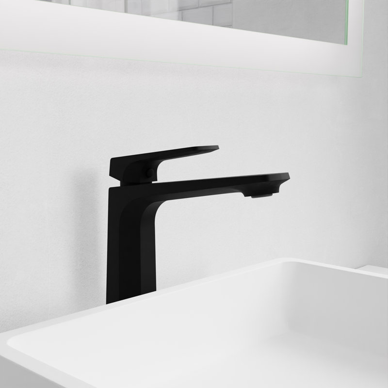 Single-handle Bathroom Faucet with Drain Assembly, Matte Black