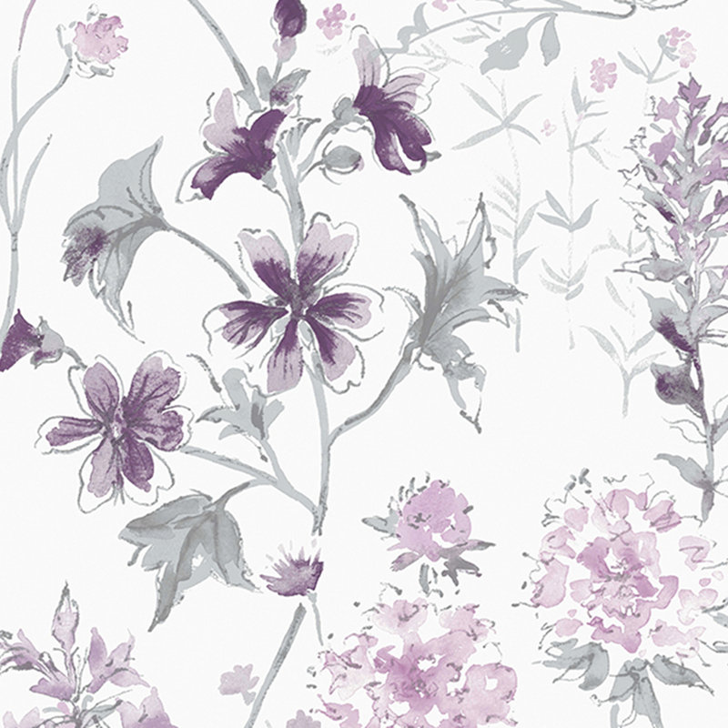 Laura Ashley Wild Meadow Wallpaper Roll, Pale Iris