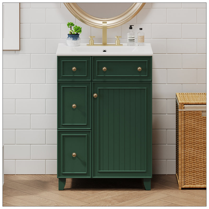 Meuble-lavabo pour salle de bain, Vert givré