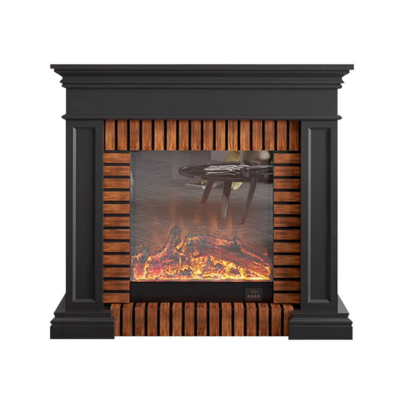 Drak Gray Solid Wood Electric Fireplace, Drak Gray