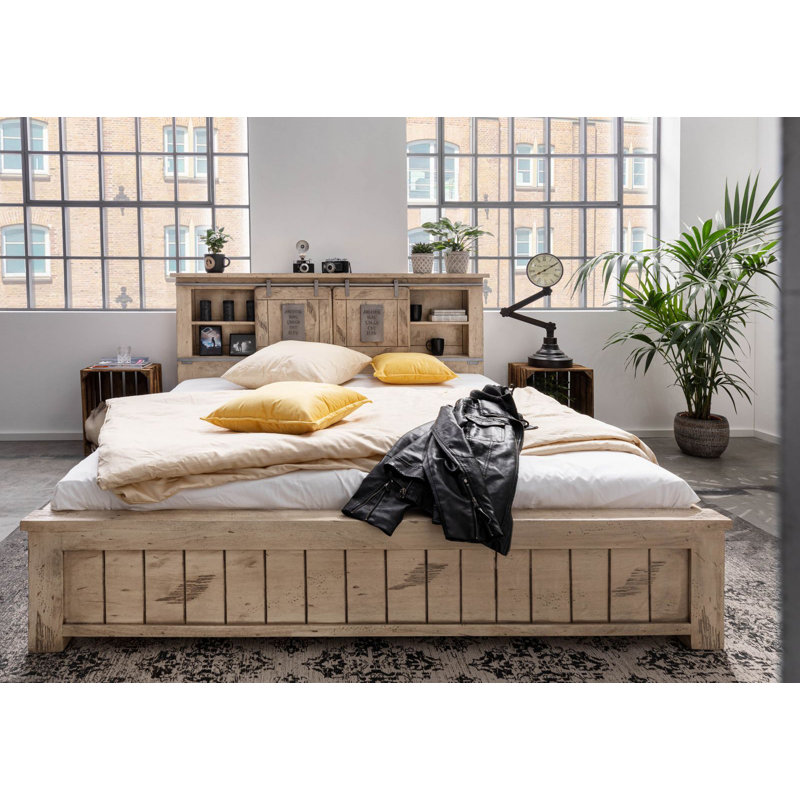 Railway European Kingsize (160 x 200 cm) Bed Frame, Beige, 190 x 220cm