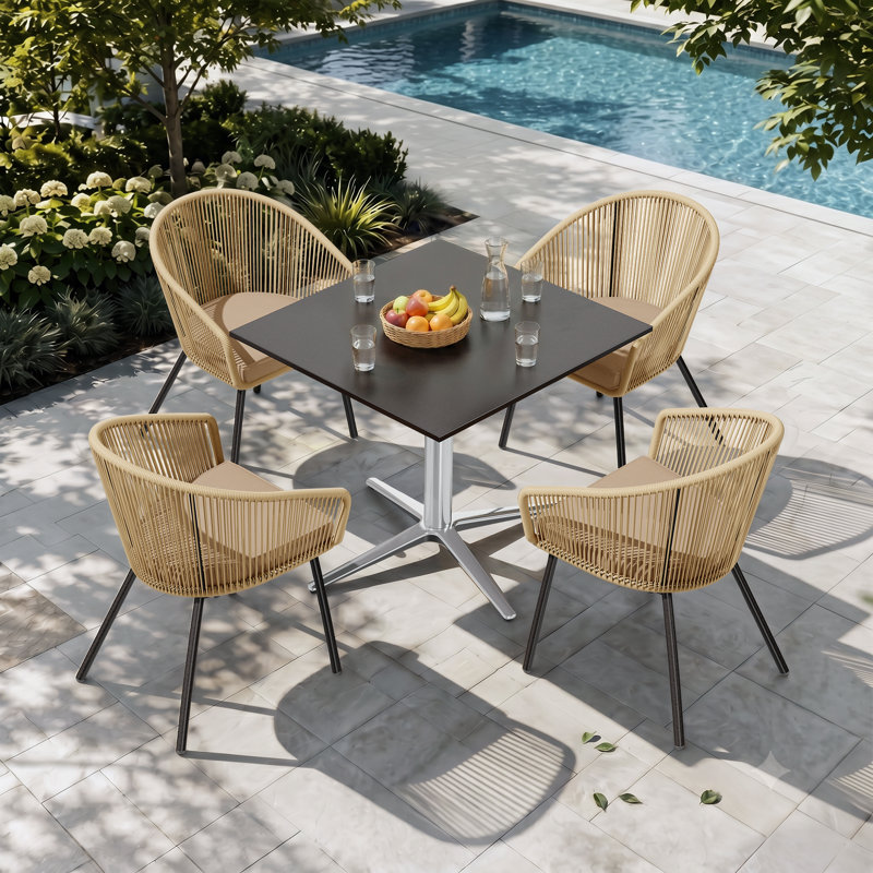 Metal Patio Dining Set With Rectangular Table, Square Table