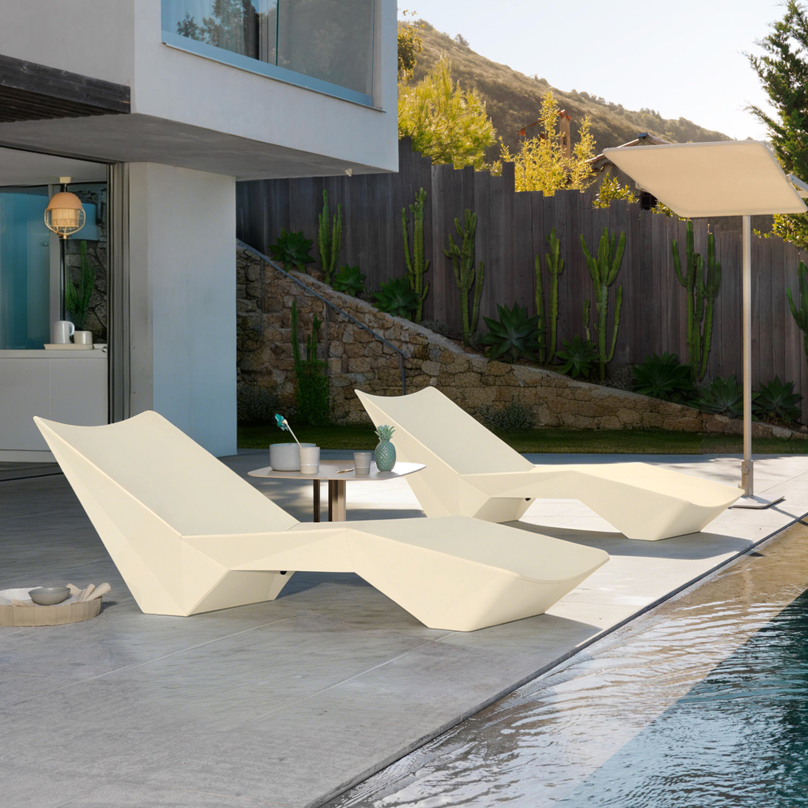 In-Pool UV Resistant and Waterproof Chaise Lounge, 1, Beige