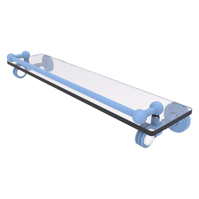 Pacific Grove Collection Inch Gallery Glass Shelf with Dotted Accents PG, H 3,5 po x l 22 po x P 5,5 po, Bleu troll plat