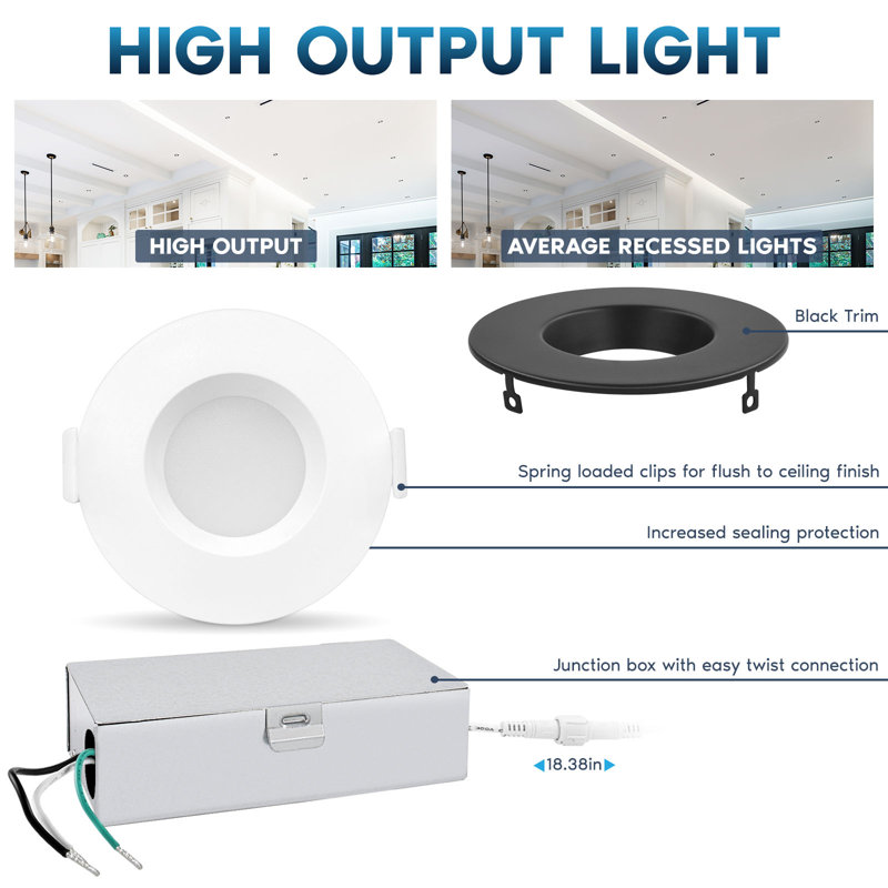 3'' 10 Watt Dimmable Air-Tight IC Rated LED Canless Recessed Lighting Kit