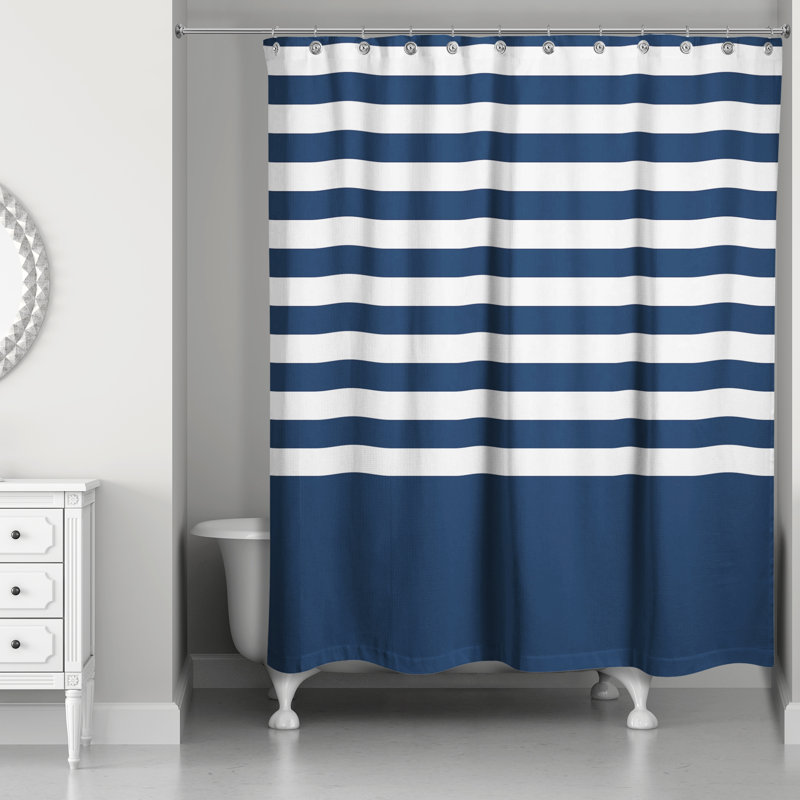 Rideau de douche simple à rayures Cardinale, Bleu