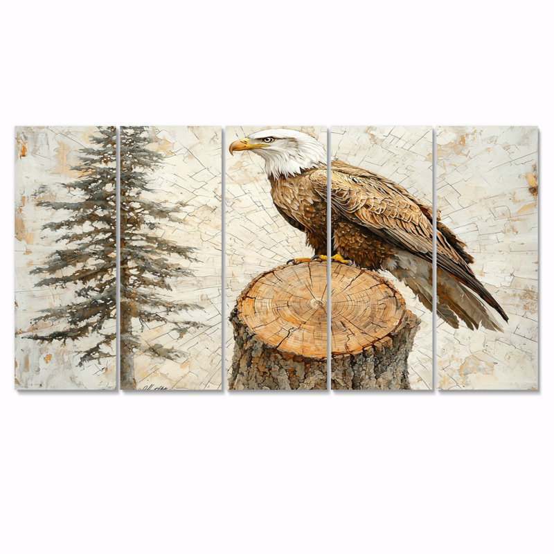 Aigle, esprit du vent dans la forêt - aigle, art mural - ensemble de décoration murale moderne, H 28 po x l 60 po