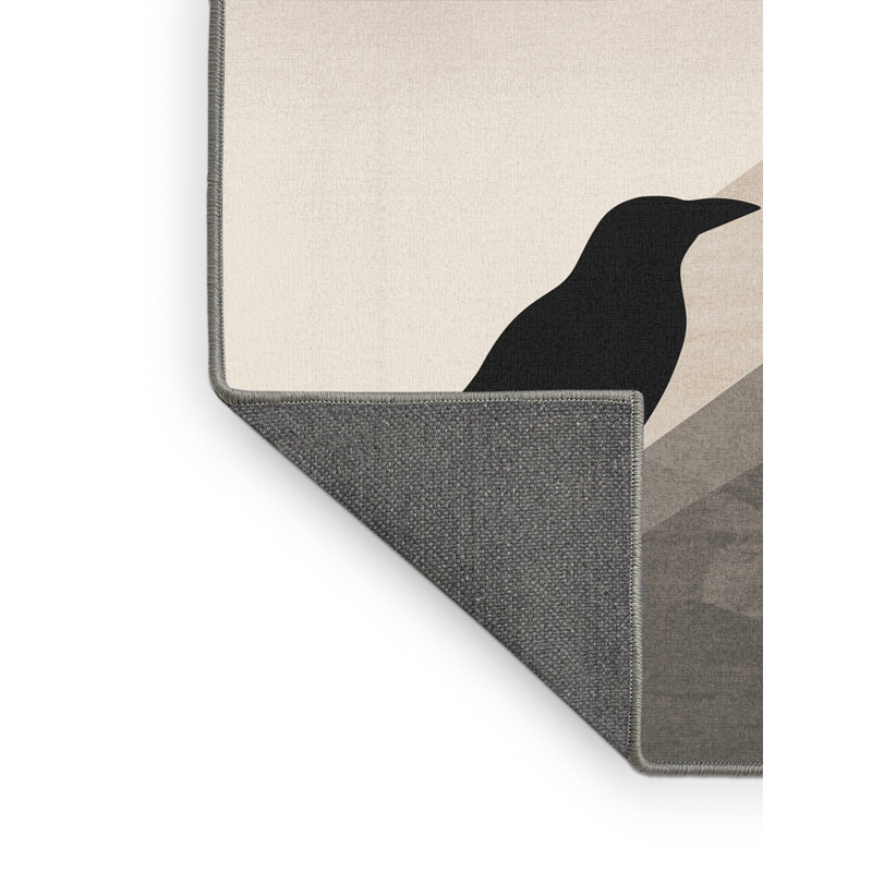 Tapis beige moelleux moelleux et moelleux Adriel Raven, 7 x 10