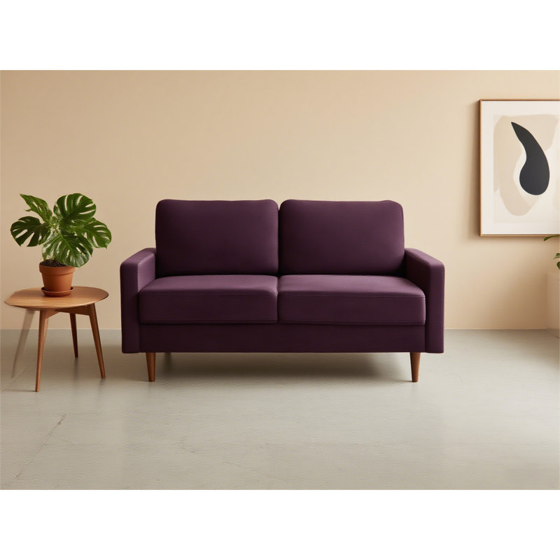 Kwak 58'' Square Arm Loveseat, Eggplant