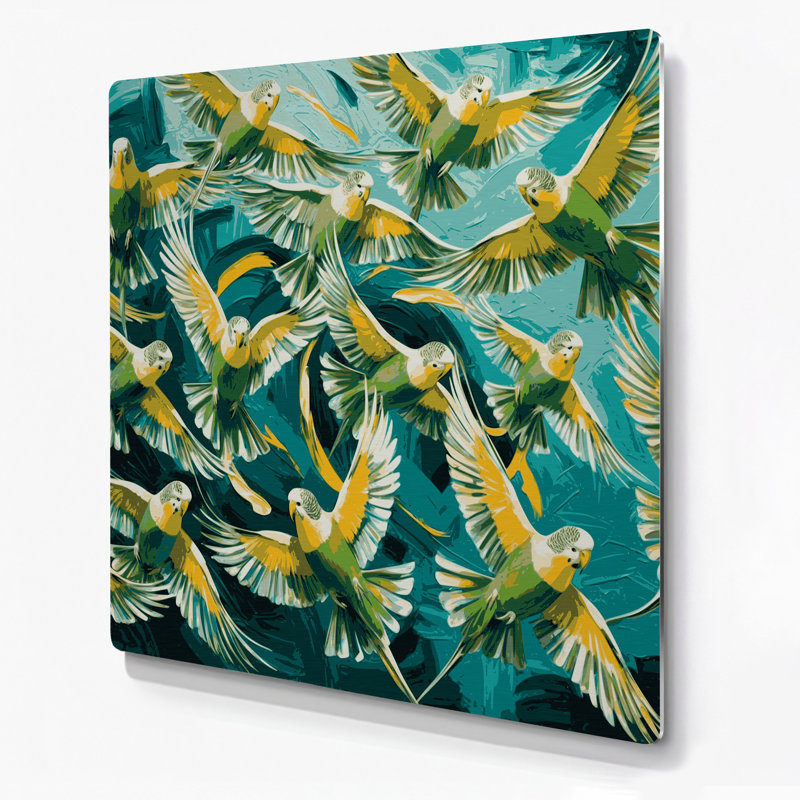 Oiseaux, art mural en métal brun à chevron, H 16 po x l 16 po