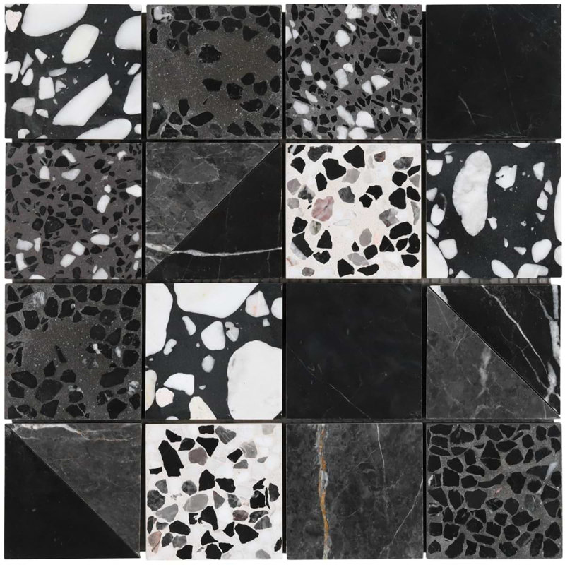 Elizabeth Sutton Artem Mosaic Tile, Raven Black;Gray
