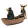 Moose and Black Bear in a Boat Statue