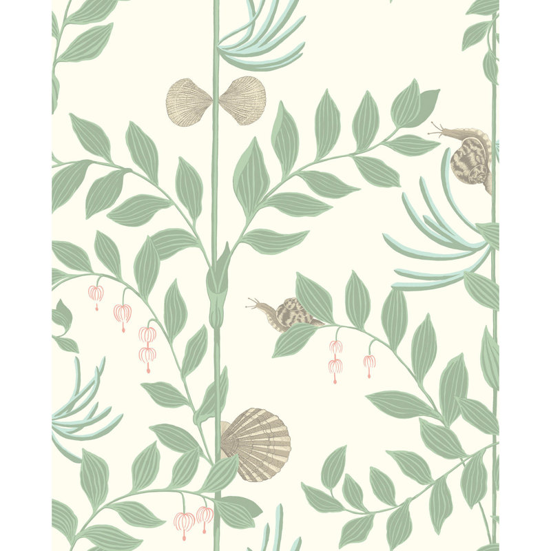 Whimsical Secret Garden Floral Wallpaper Roll, Soft Green