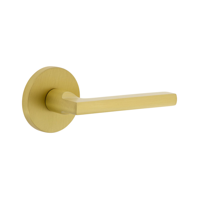 Viaggio Quadrato Rosette Single Dummy with Milano Lever, Right, Satin Brass, Circolo Rosette