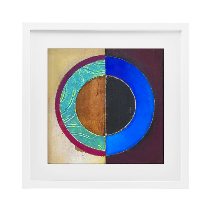 Nautical Split Circle, reproduction d'art sous verre, design par Matthew Finger, H 13 po x l 13 po, Cadre blanc côtier