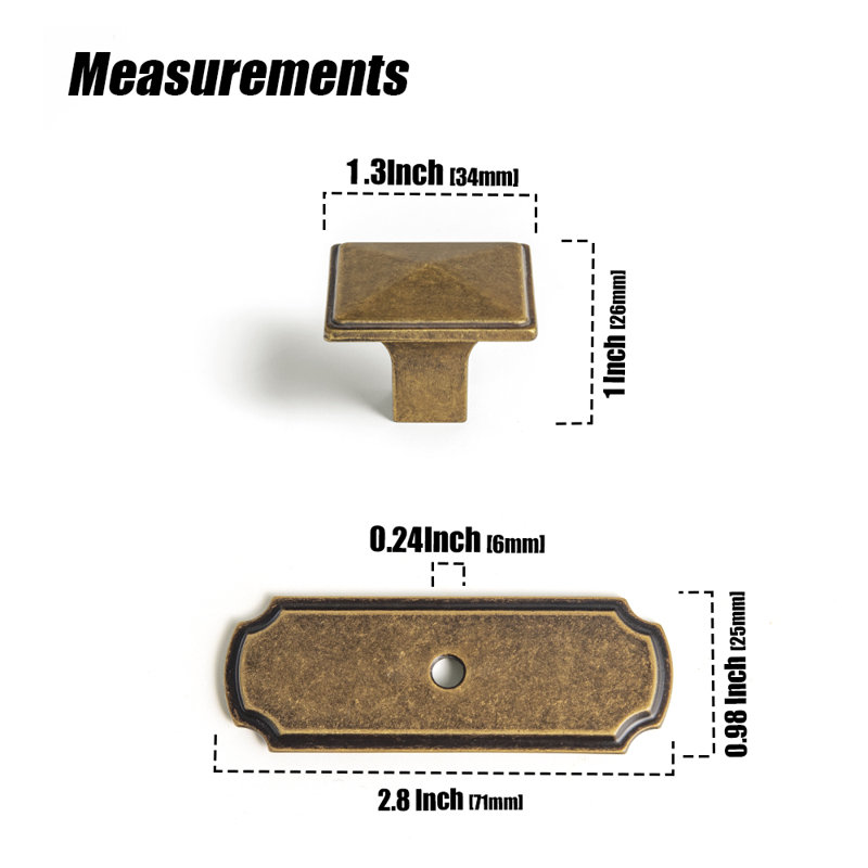 1 3/10" Length Square Knob Multipack