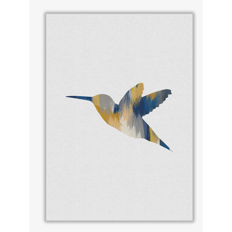 Hummingbird Blue & Yellow I - Print, 30 cm H x 21 cm W x 1 cm D, No Frame