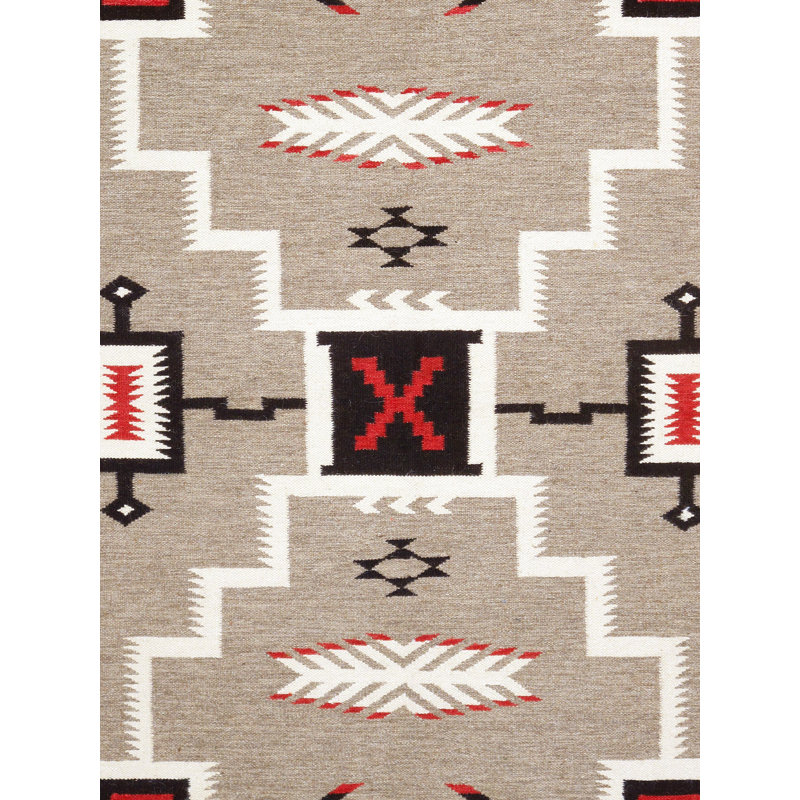 Tapis moka en laine et coton de style sud-ouest rectangulaire fait à la main 5 pi 1 po x 7 pi