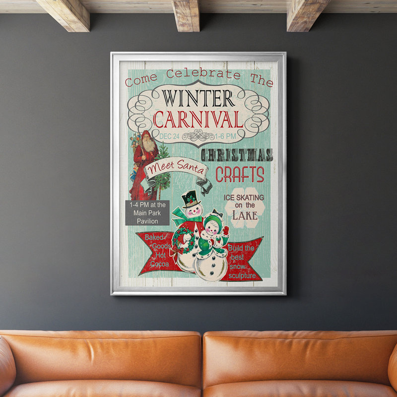 Bright Christmas Carnival - seul cadre imprimé, Papier avec cadre argenté, H 36,5 po x l 26,5 po x P 1 po